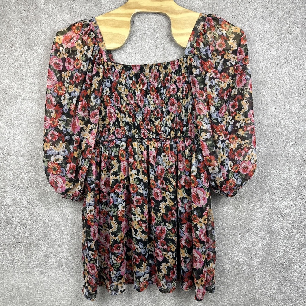 ARULA Dress Womens Size A Floral Smocked Puff Sleeve Square Neck Boho Summer